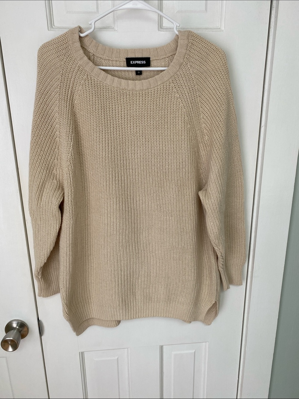 Oversized Express Soft Cream Crewneck Sweater